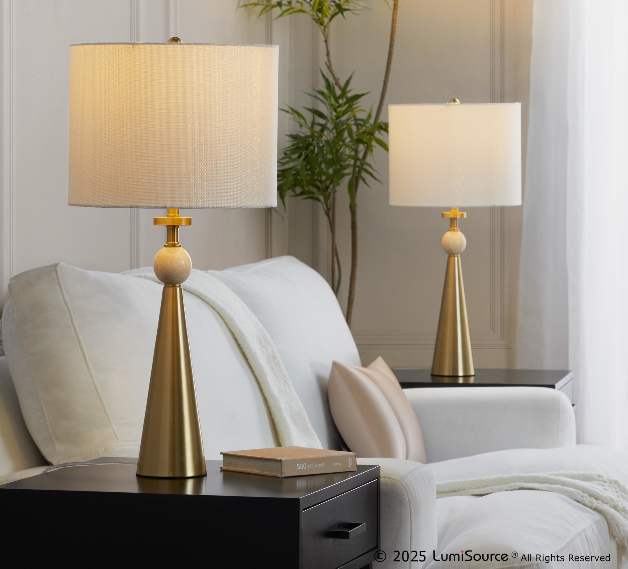 Cone Travertine 27" Table Lamp - Set Of 2